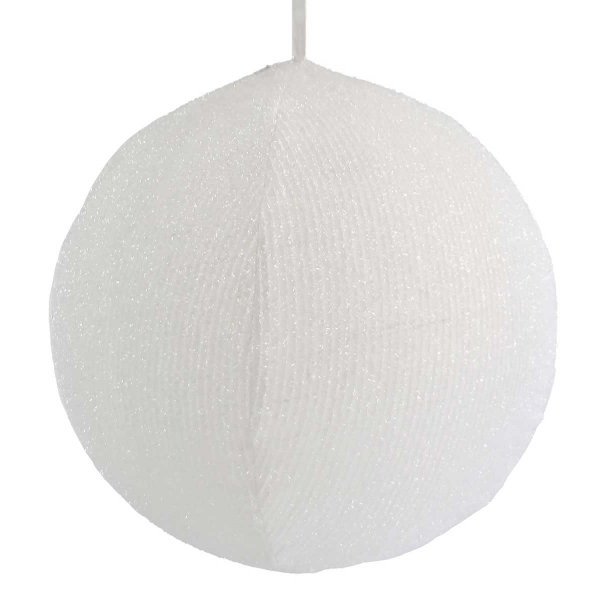 Χριστουγεννιάτικη Υφασμάτινη Μπάλα Οροφής, Λευκή (40cm)